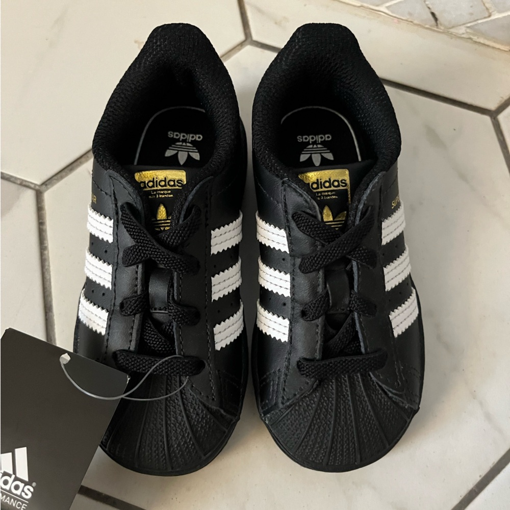 Adidas Superstar El I Kids Black and White Sneakers